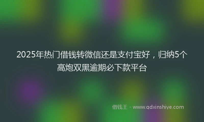 2025年热门借钱转微信还是支付宝好，归纳5个高炮双黑逾期必下款平台