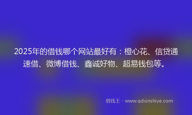 2025年的借钱哪个网站最好有：橙心花、信贷通速借、微博借钱、鑫诚好物、超易钱包等。