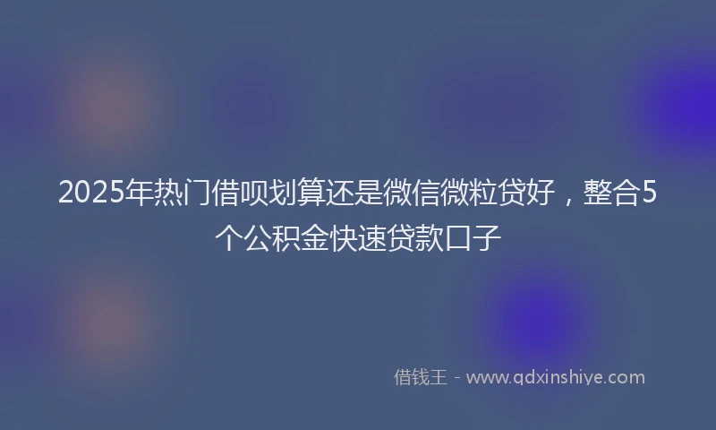 2025年热门借呗划算还是微信微粒贷好，整合5个公积金快速贷款口子
