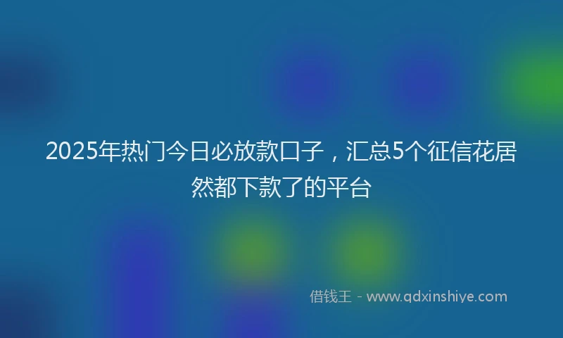 2025年热门今日必放款口子，汇总5个征信花居然都下款了的平台