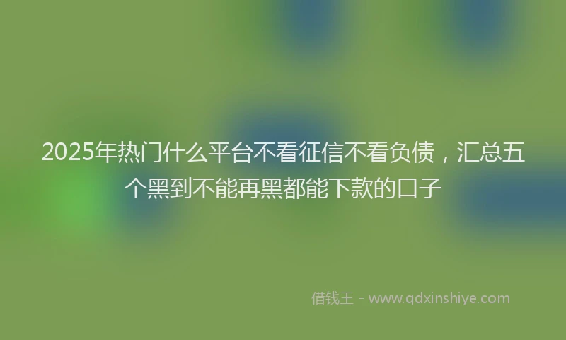 2025年热门什么平台不看征信不看负债，汇总五个黑到不能再黑都能下款的口子