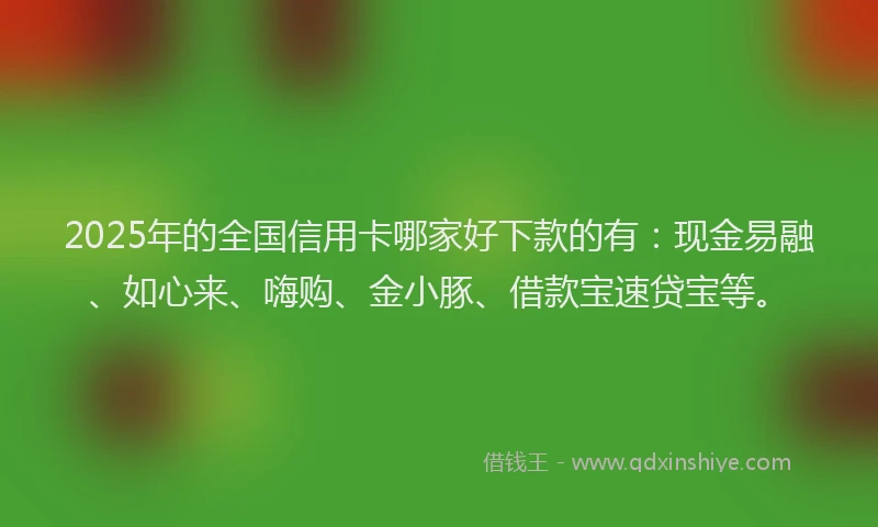 2025年的全国信用卡哪家好下款的有：现金易融、如心来、嗨购、金小豚、借款宝速贷宝等。