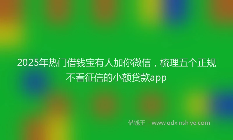 2025年热门借钱宝有人加你微信，梳理五个正规不看征信的小额贷款app