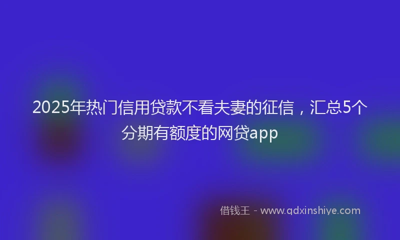 2025年热门信用贷款不看夫妻的征信，汇总5个分期有额度的网贷app