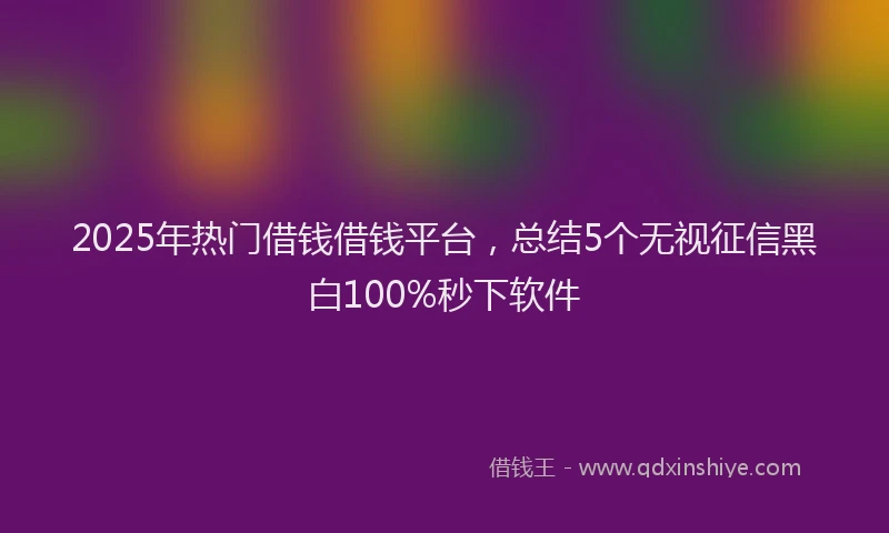 2025年热门借钱借钱平台，总结5个无视征信黑白100%秒下软件