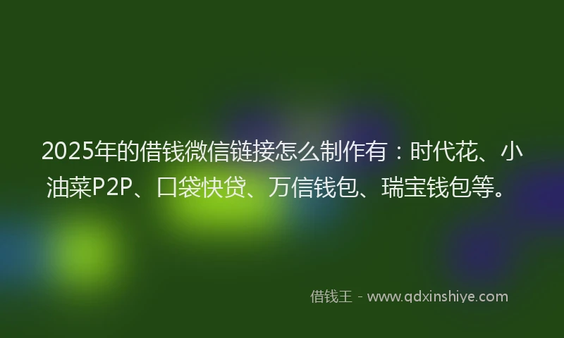2025年的借钱微信链接怎么制作有：时代花、小油菜P2P、口袋快贷、万信钱包、瑞宝钱包等。