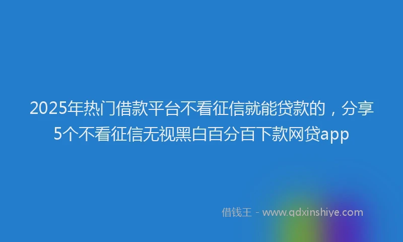 2025年热门借款平台不看征信就能贷款的，分享5个不看征信无视黑白百分百下款网贷app