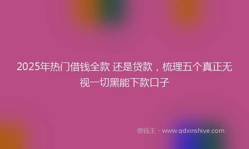 2025年热门借钱全款 还是贷款，梳理五个真正无视一切黑能下款口子