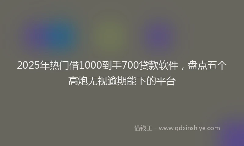 2025年热门借1000到手700贷款软件，盘点五个高炮无视逾期能下的平台