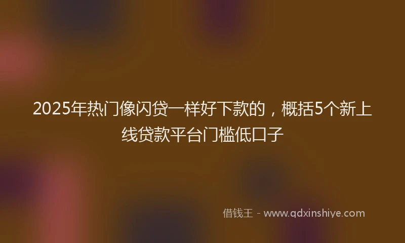 2025年热门像闪贷一样好下款的，概括5个新上线贷款平台门槛低口子