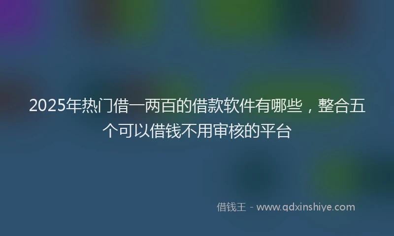 2025年热门借一两百的借款软件有哪些，整合五个可以借钱不用审核的平台