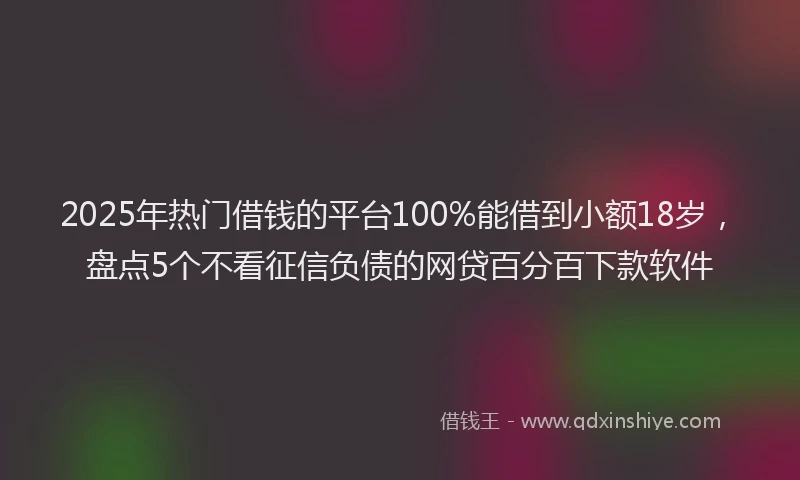 2025年热门借钱的平台100%能借到小额18岁，盘点5个不看征信负债的网贷百分百下款软件