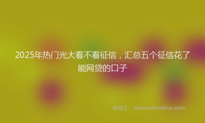 2025年热门光大看不看征信，汇总五个征信花了能网贷的口子