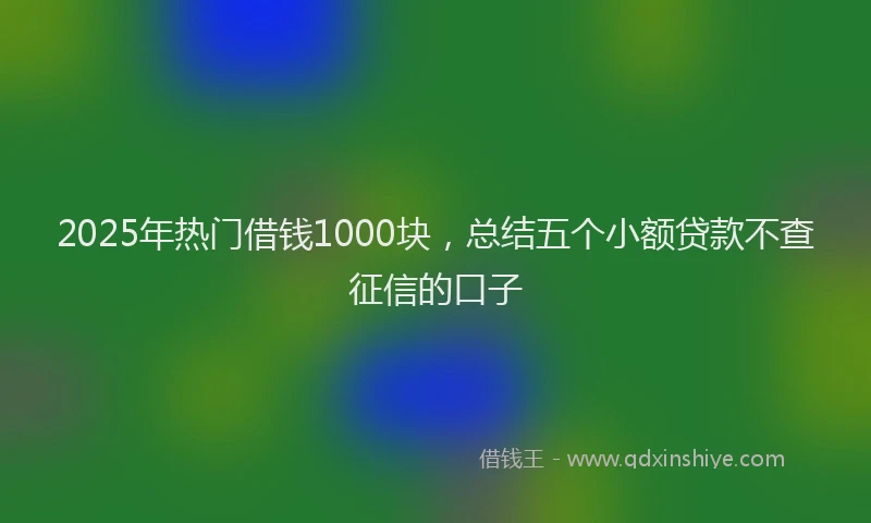 2025年热门借钱1000块，总结五个小额贷款不查征信的口子
