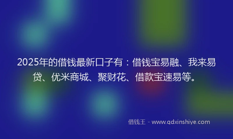 2025年的借钱最新口子有：借钱宝易融、我来易贷、优米商城、聚财花、借款宝速易等。
