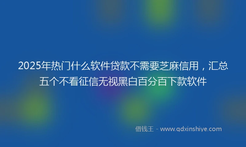 2025年热门什么软件贷款不需要芝麻信用，汇总五个不看征信无视黑白百分百下款软件