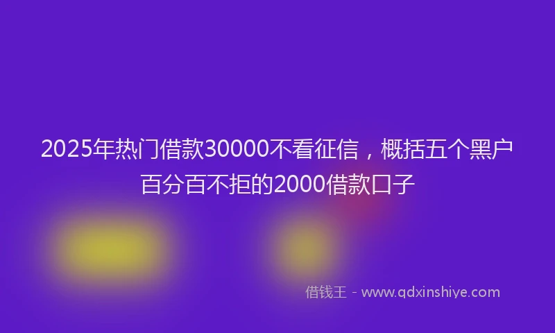 2025年热门借款30000不看征信，概括五个黑户百分百不拒的2000借款口子