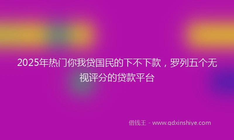 2025年热门你我贷国民的下不下款，罗列五个无视评分的贷款平台