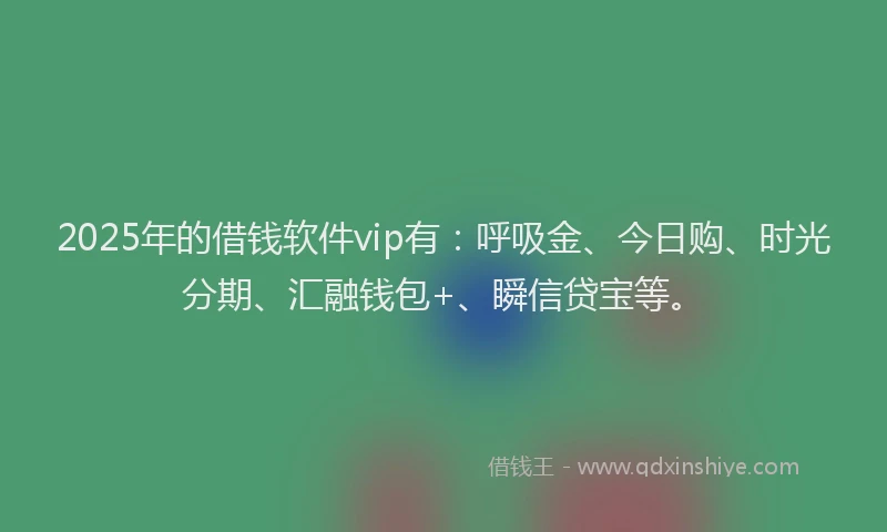 2025年的借钱软件vip有：呼吸金、今日购、时光分期、汇融钱包+、瞬信贷宝等。