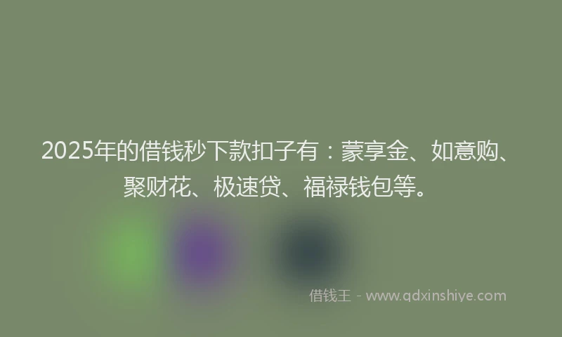 2025年的借钱秒下款扣子有：蒙享金、如意购、聚财花、极速贷、福禄钱包等。