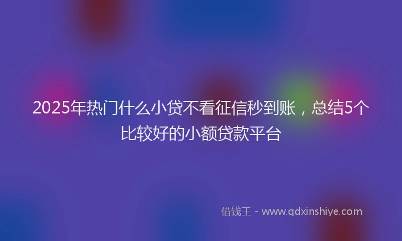 2025年热门什么小贷不看征信秒到账，总结5个比较好的小额贷款平台