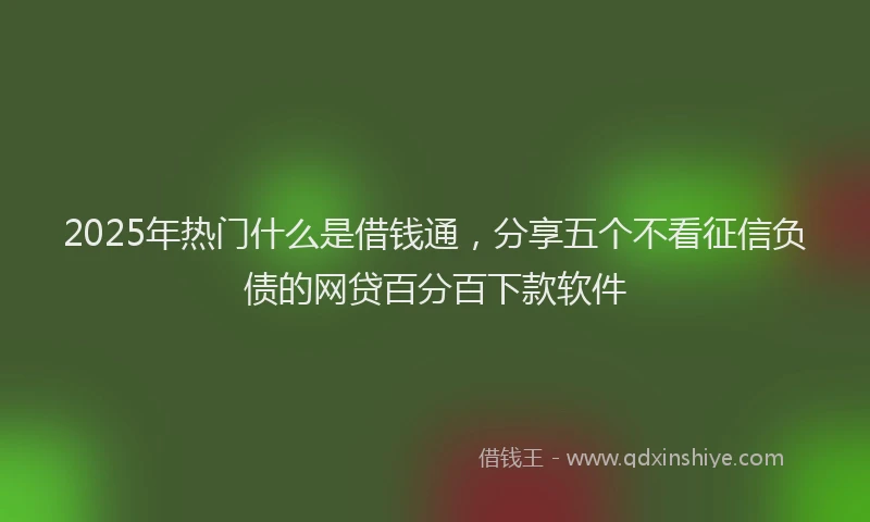 2025年热门什么是借钱通，分享五个不看征信负债的网贷百分百下款软件