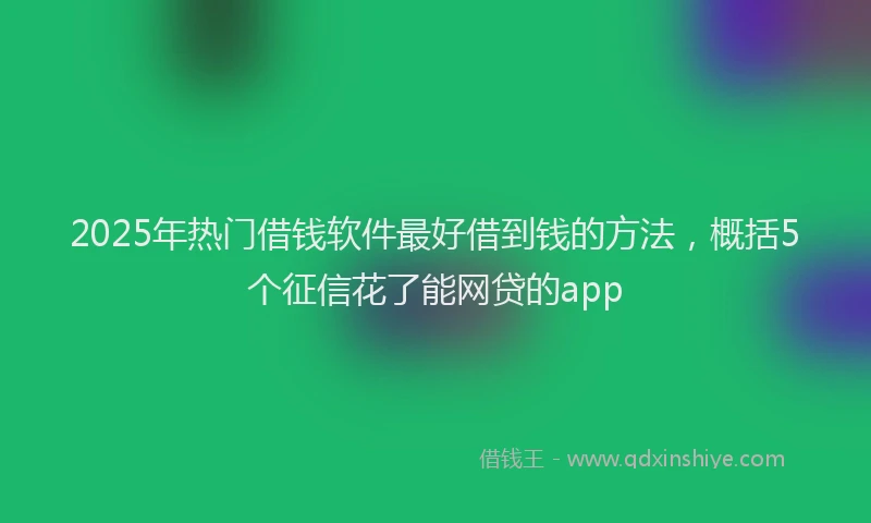 2025年热门借钱软件最好借到钱的方法，概括5个征信花了能网贷的app