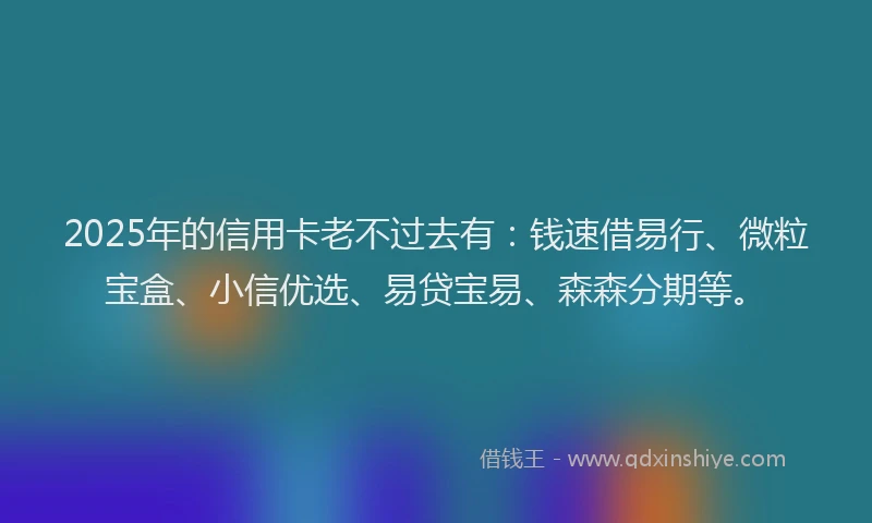 2025年的信用卡老不过去有：钱速借易行、微粒宝盒、小信优选、易贷宝易、森森分期等。