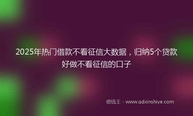 2025年热门借款不看征信大数据，归纳5个贷款好做不看征信的口子