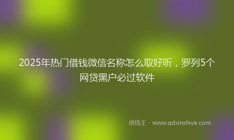 2025年热门借钱微信名称怎么取好听，罗列5个网贷黑户必过软件