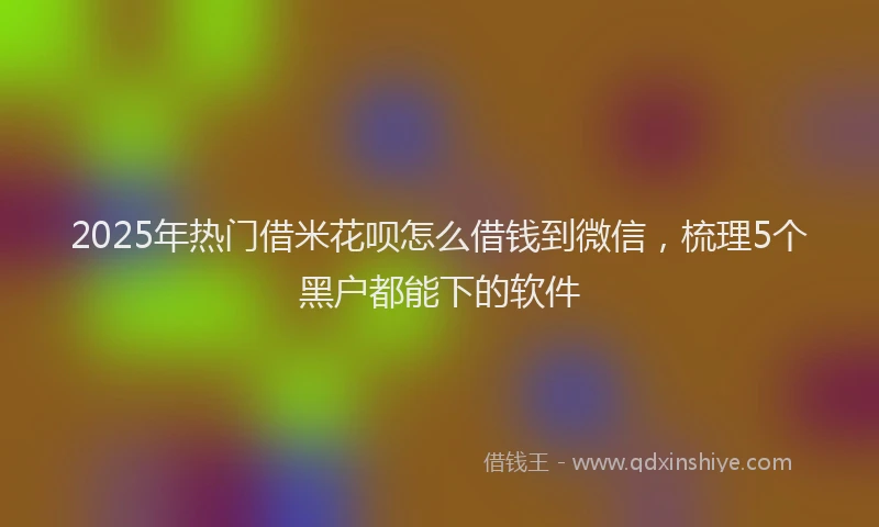 2025年热门借米花呗怎么借钱到微信，梳理5个黑户都能下的软件