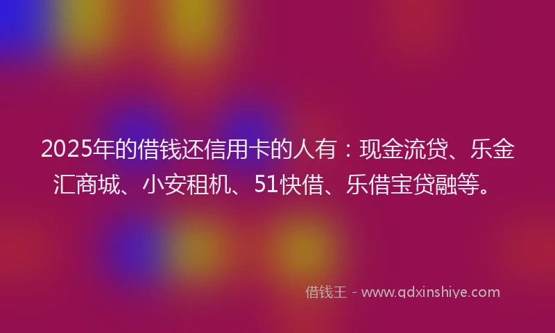 2025年的借钱还信用卡的人有：现金流贷、乐金汇商城、小安租机、51快借、乐借宝贷融等。