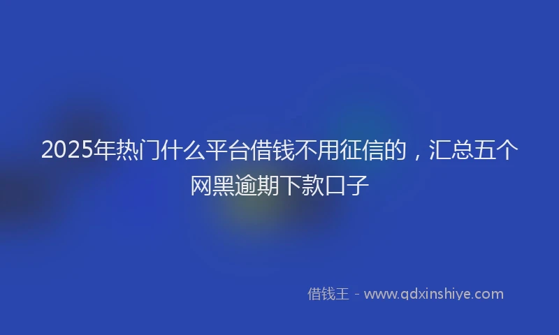 2025年热门什么平台借钱不用征信的，汇总五个网黑逾期下款口子