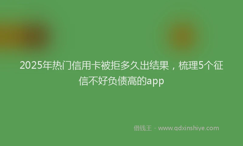 2025年热门信用卡被拒多久出结果，梳理5个征信不好负债高的app