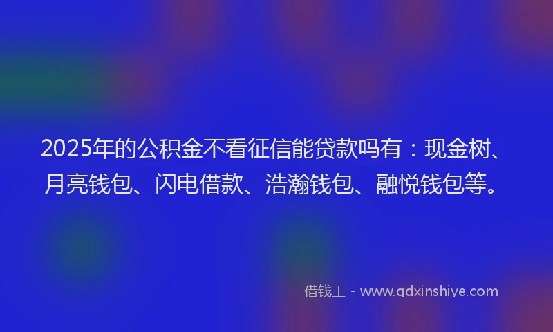 2025年的公积金不看征信能贷款吗有：现金树、月亮钱包、闪电借款、浩瀚钱包、融悦钱包等。