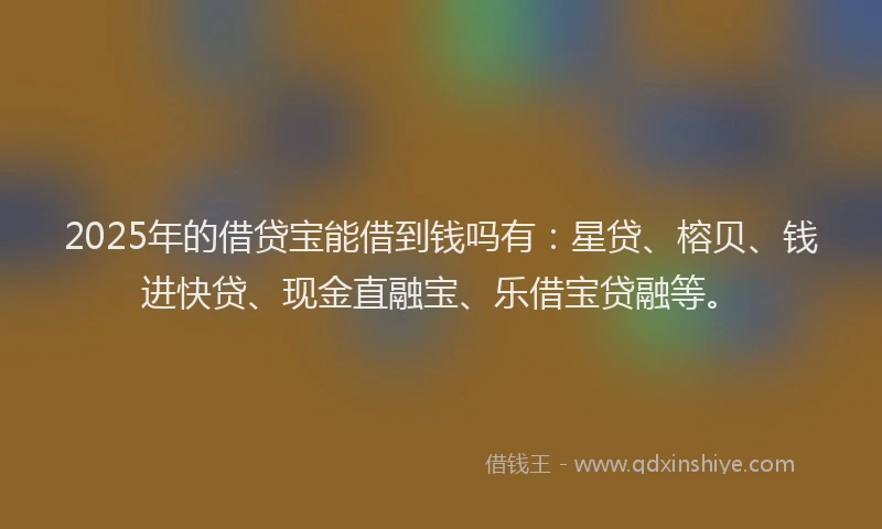 2025年的借贷宝能借到钱吗有：星贷、榕贝、钱进快贷、现金直融宝、乐借宝贷融等。
