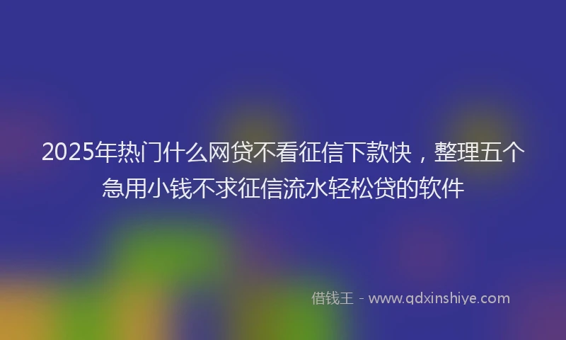 2025年热门什么网贷不看征信下款快，整理五个急用小钱不求征信流水轻松贷的软件