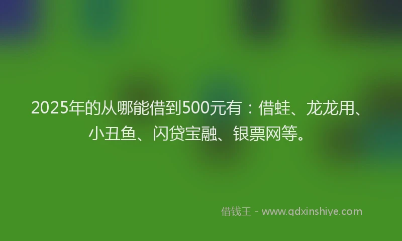 2025年的从哪能借到500元有：借蛙、龙龙用、小丑鱼、闪贷宝融、银票网等。