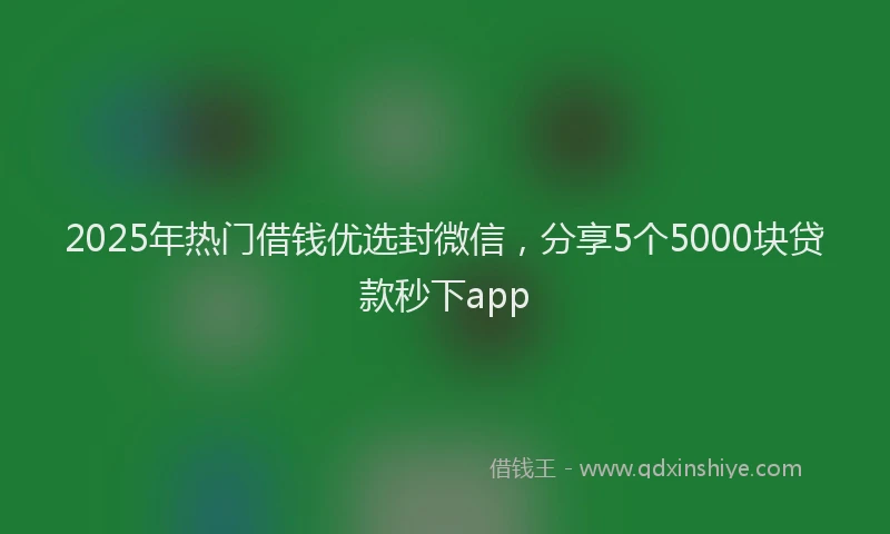 2025年热门借钱优选封微信，分享5个5000块贷款秒下app