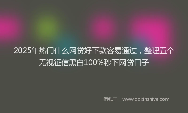2025年热门什么网贷好下款容易通过，整理五个无视征信黑白100%秒下网贷口子