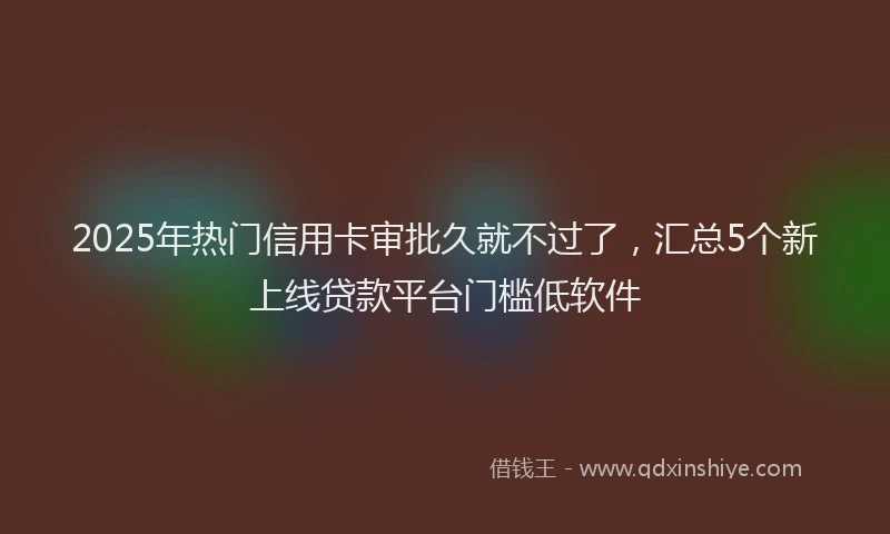 2025年热门信用卡审批久就不过了，汇总5个新上线贷款平台门槛低软件
