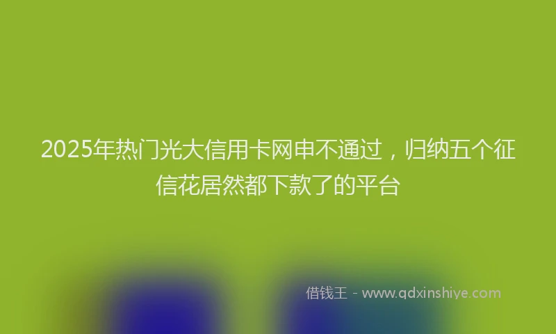 2025年热门光大信用卡网申不通过，归纳五个征信花居然都下款了的平台