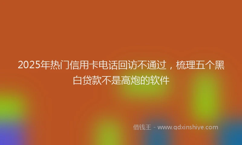 2025年热门信用卡电话回访不通过，梳理五个黑白贷款不是高炮的软件