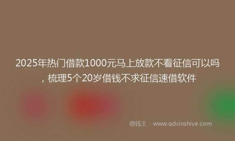 2025年热门借款1000元马上放款不看征信可以吗，梳理5个20岁借钱不求征信速借软件