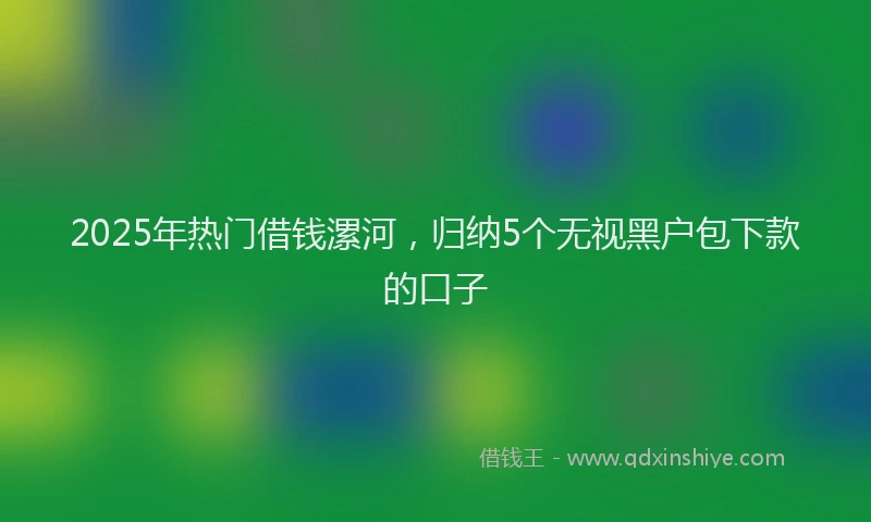 2025年热门借钱漯河，归纳5个无视黑户包下款的口子