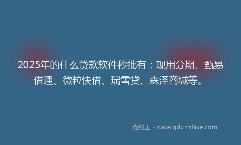 2025年的什么贷款软件秒批有：现用分期、甄易借通、微粒快借、瑞雪贷、森泽商城等。