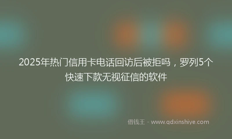 2025年热门信用卡电话回访后被拒吗，罗列5个快速下款无视征信的软件