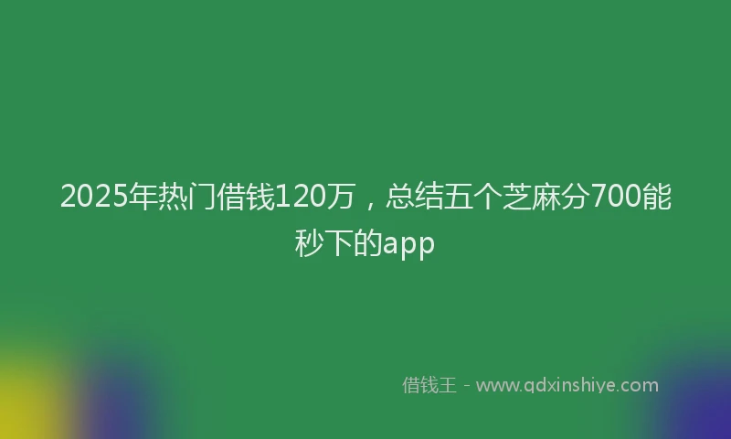 2025年热门借钱120万，总结五个芝麻分700能秒下的app