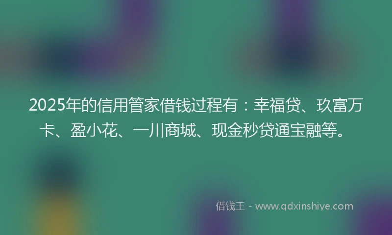 2025年的信用管家借钱过程有：幸福贷、玖富万卡、盈小花、一川商城、现金秒贷通宝融等。