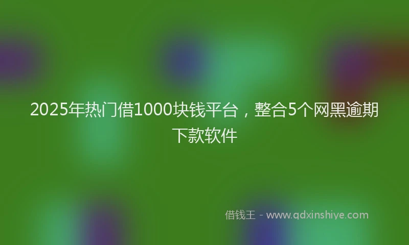 2025年热门借1000块钱平台，整合5个网黑逾期下款软件